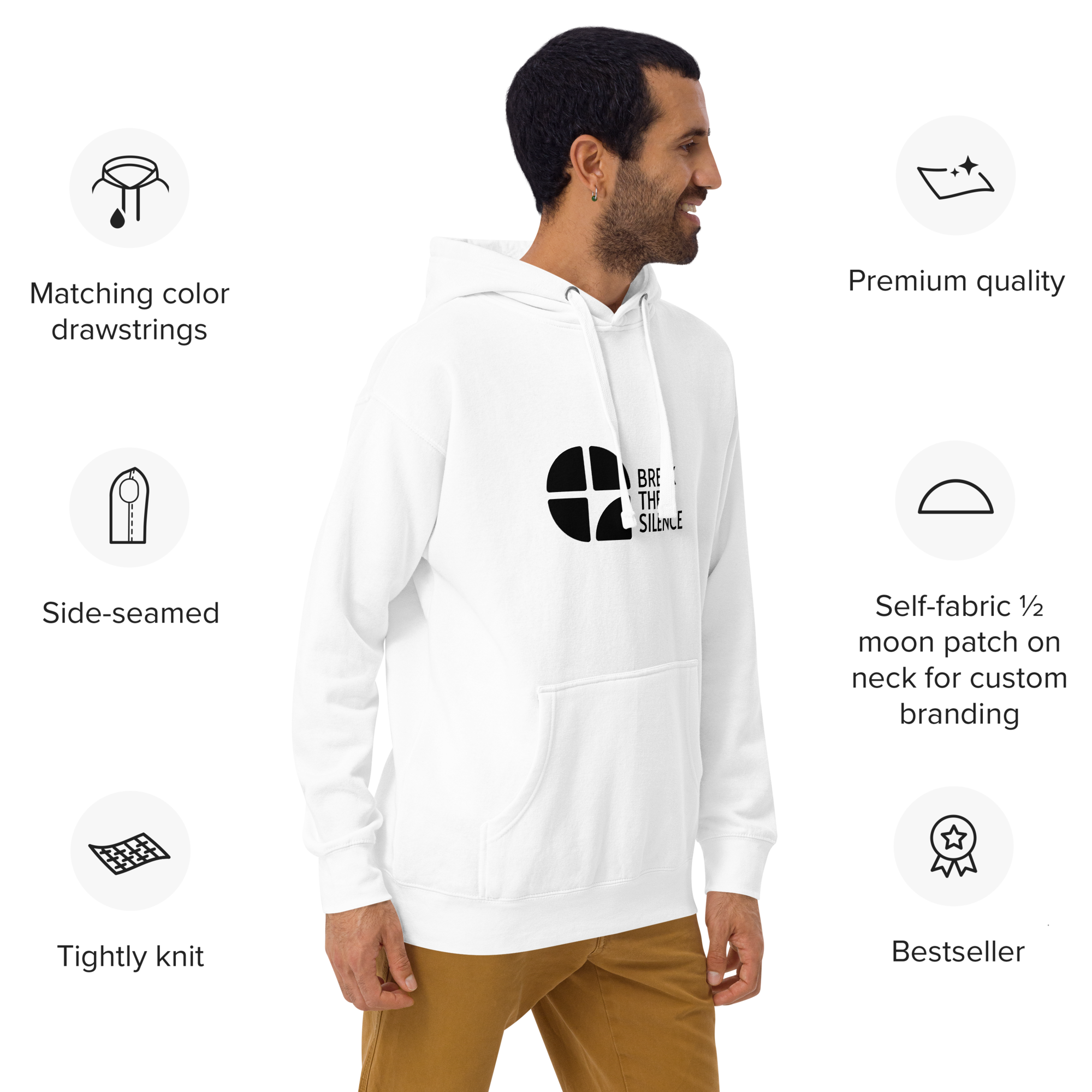 White Hoodie with Large Logo