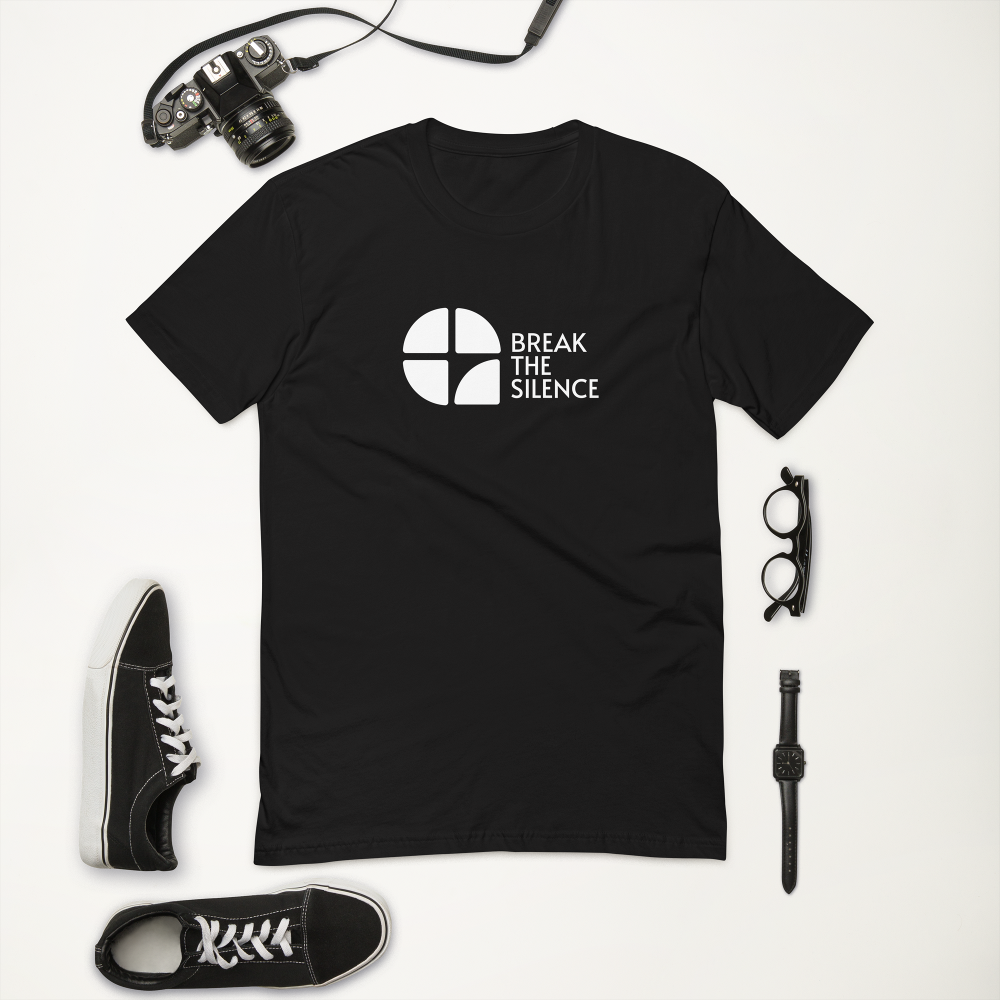 Black Short Sleeve T-shirt with Large Logo