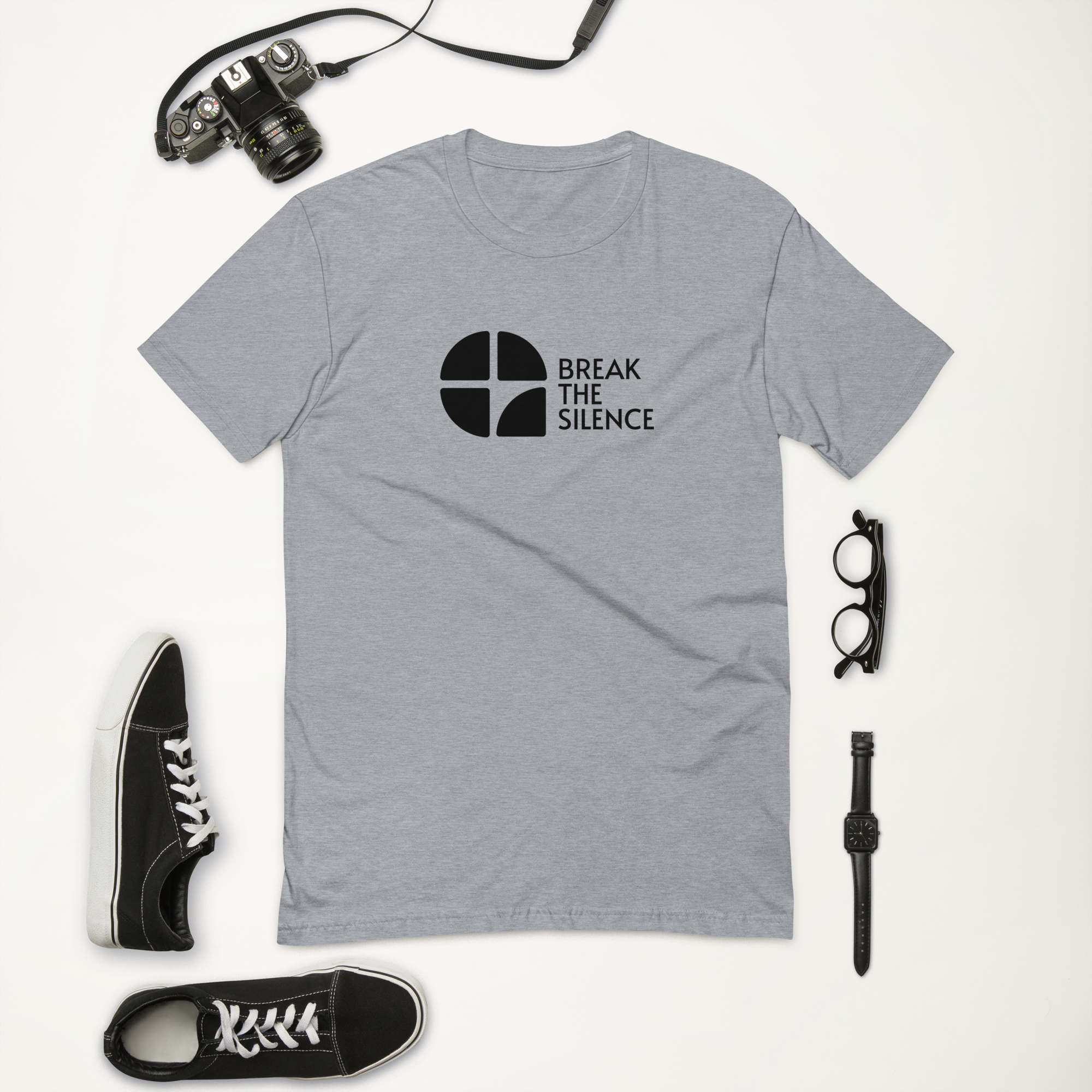 Grey Short Sleeve T-shirt with Large Logo